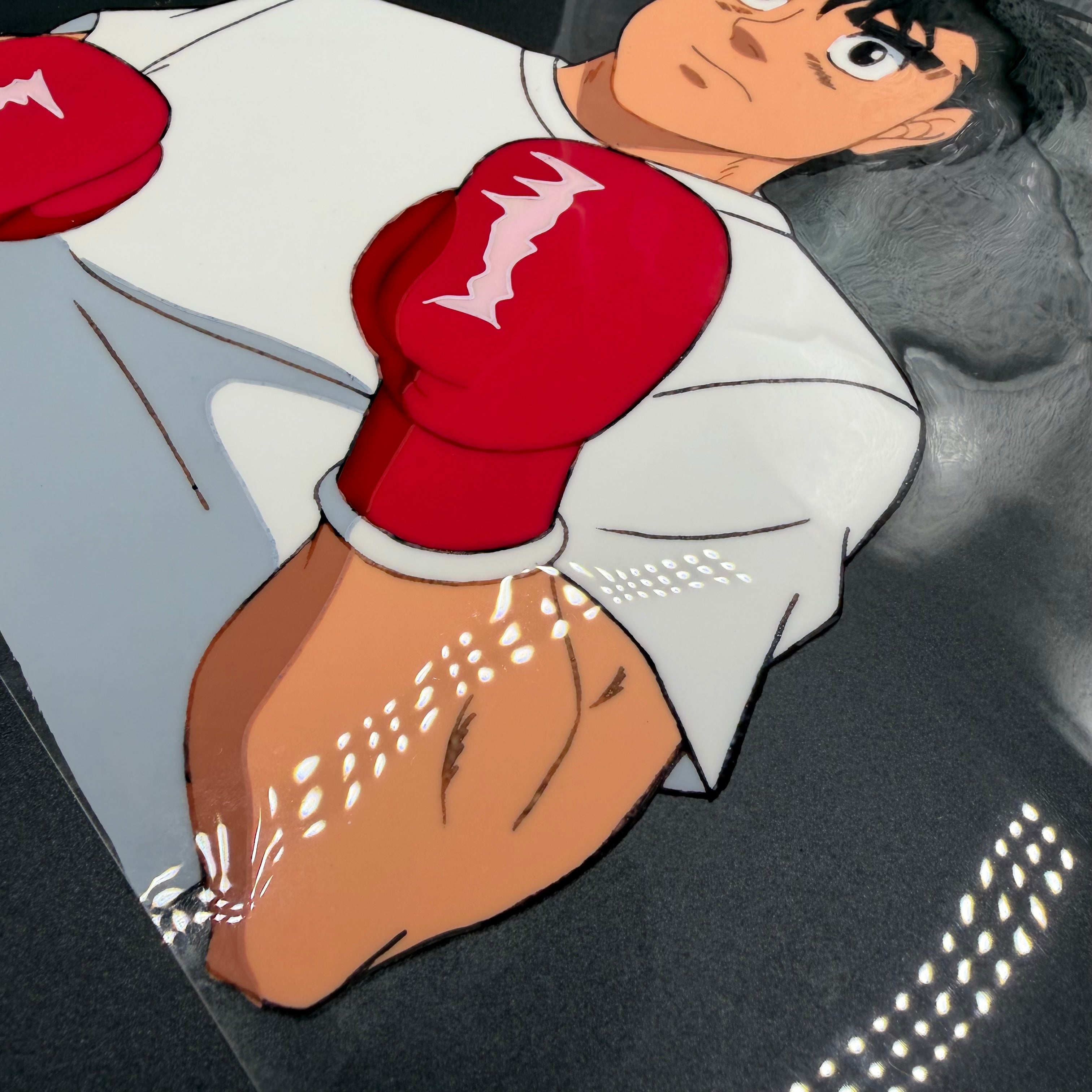 Original Handgezeichnete Farbszene aus dem Hajime no Ippo Anime 🥊 | Ippo mit Boxhandschuhen Nahaufnahme🔥 | Einzelstück⚠️