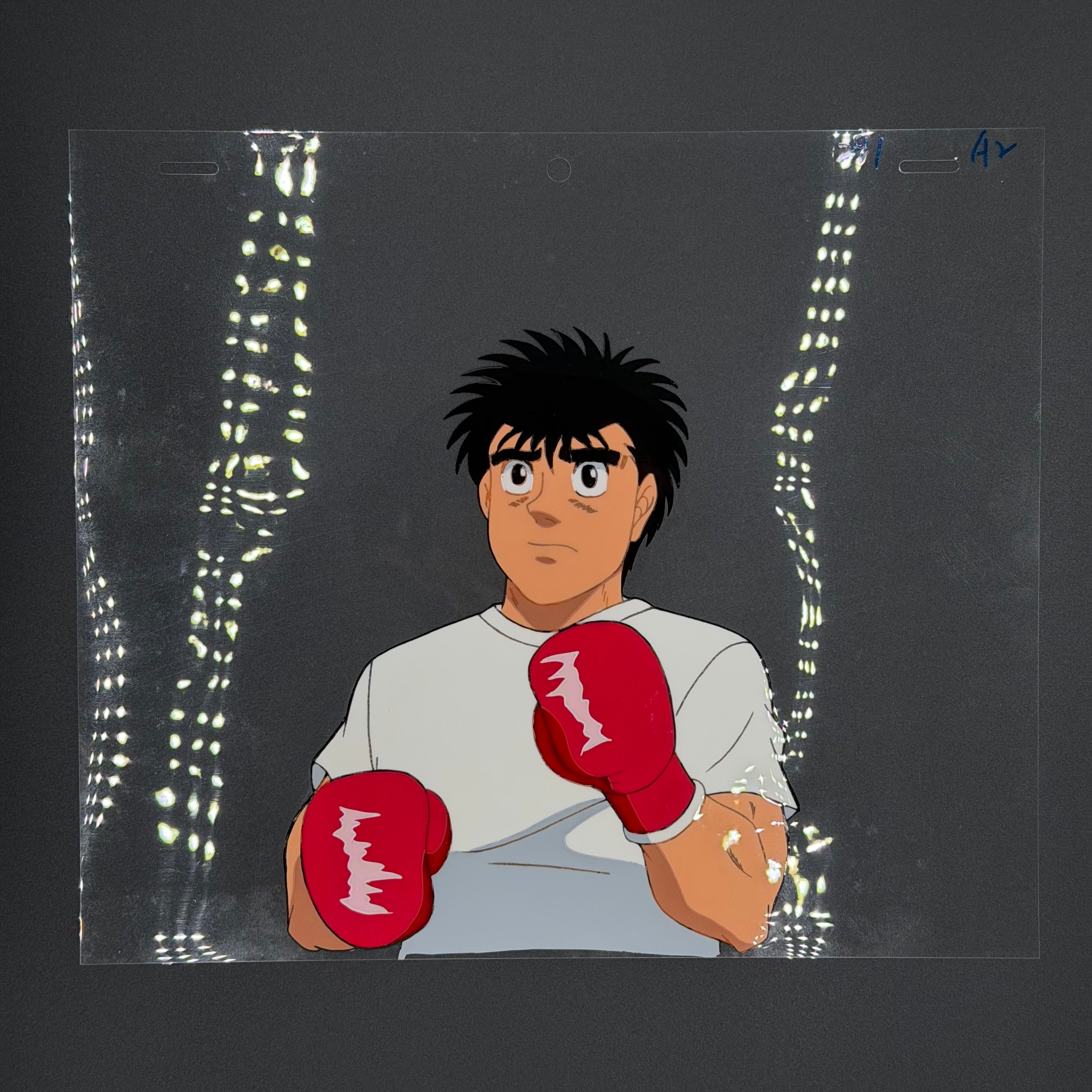 Original Handgezeichnete Farbszene aus dem Hajime no Ippo Anime 🥊 | Ippo mit Boxhandschuhen Nahaufnahme🔥 | Einzelstück⚠️