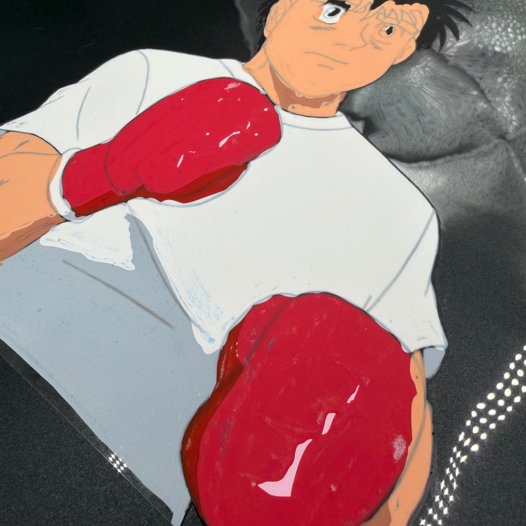 Original Handgezeichnete Farbszene aus dem Hajime no Ippo Anime 🥊 | Ippo mit Boxhandschuhen Nahaufnahme🔥 | Einzelstück⚠️